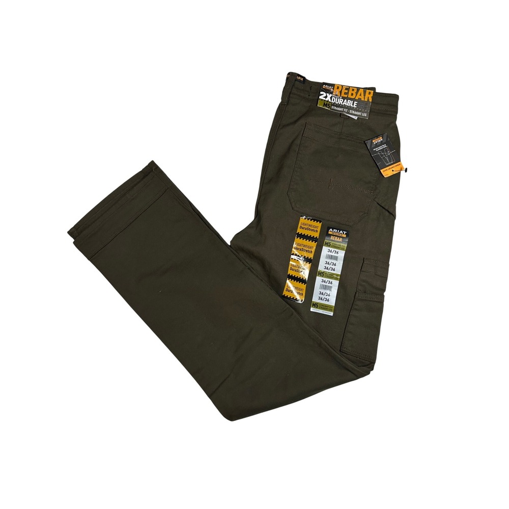 Ariat‎ Rebar M5 Straight Leg Work Pants Men 36x36 Olive Green DuraStretch